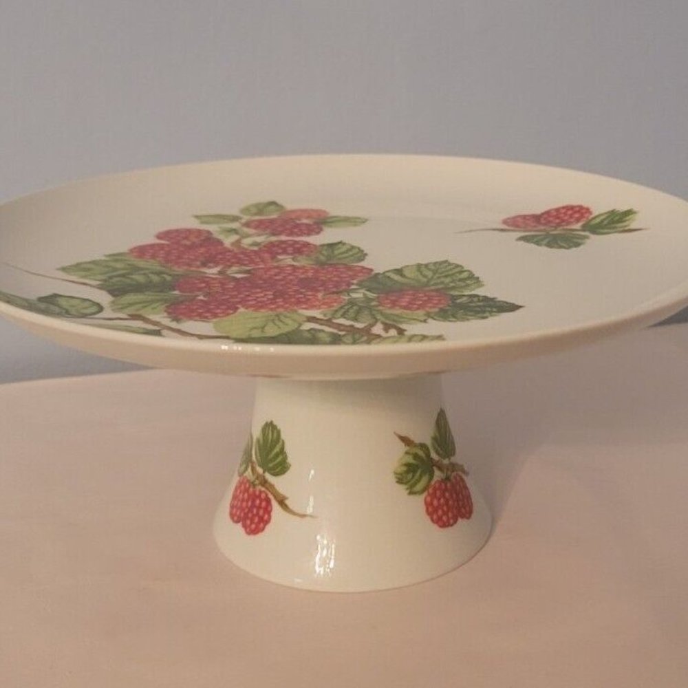 Vintage Framboisier Raspberries Pedestal Cake Plate by Seymour Mann